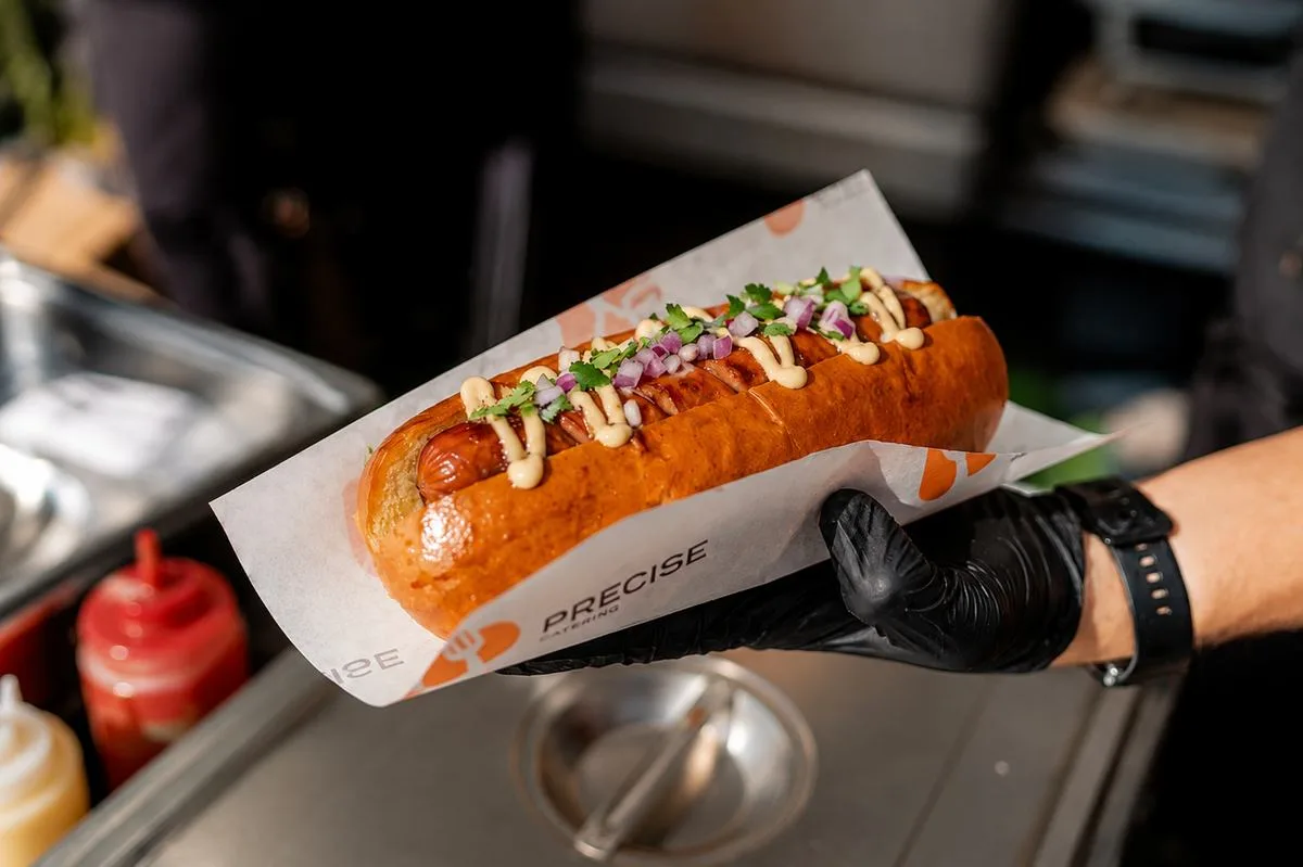 Hot dog food station, hot dogs at the event