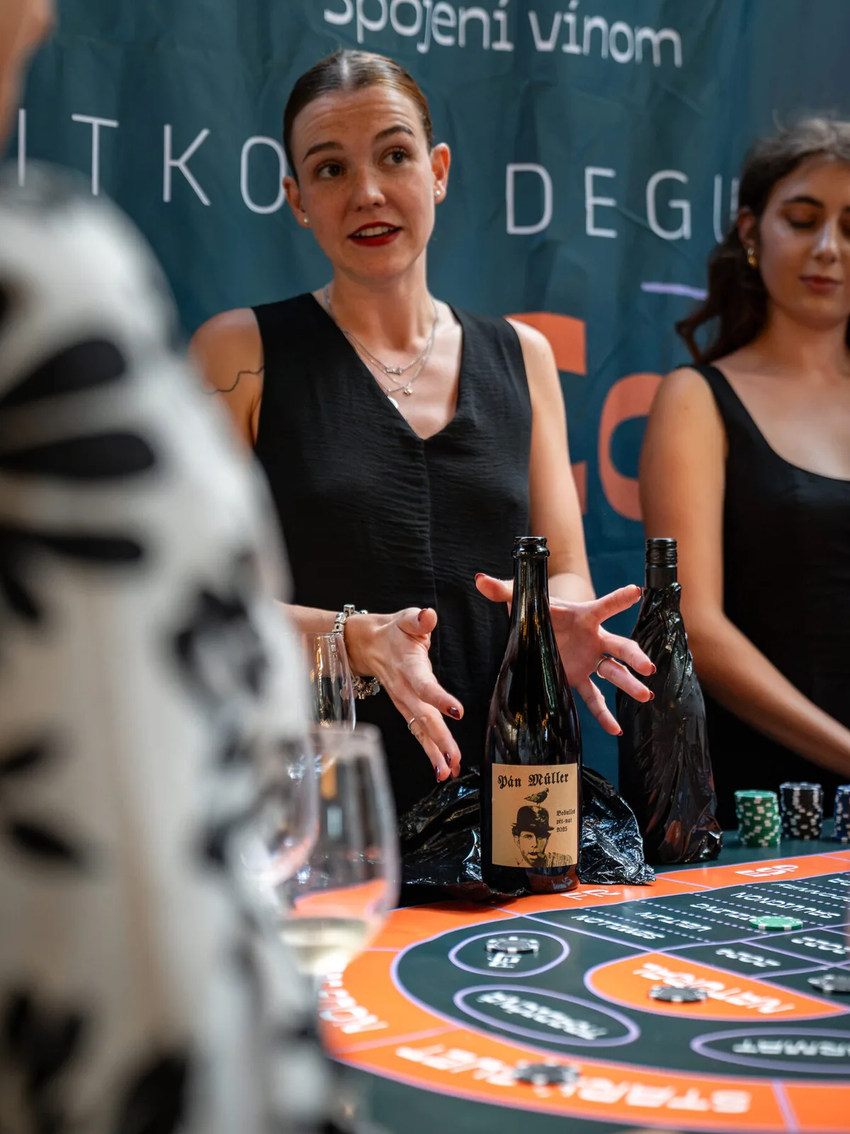 Wine Casino hostesses presenting wines from the šum wine bar